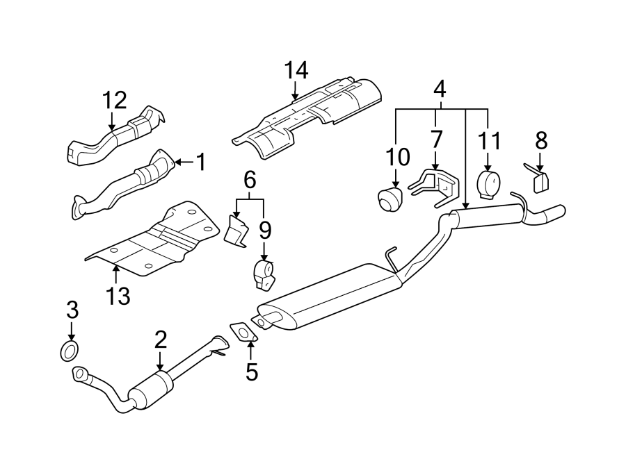 Diagram EXHAUST SYSTEM. EXHAUST COMPONENTS. for your 2024 Chevrolet Camaro  LT1 Convertible 