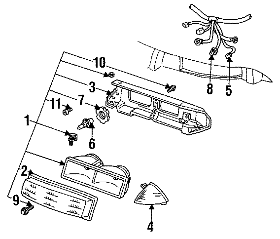 Diagram FRONT LAMPS. HEADLAMP COMPONENTS. for your 2005 Chevrolet Blazer   