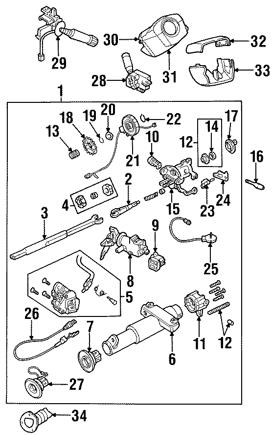 Diagram STEERING COLUMN ASSEMBLY. for your 2005 Chevrolet Malibu   