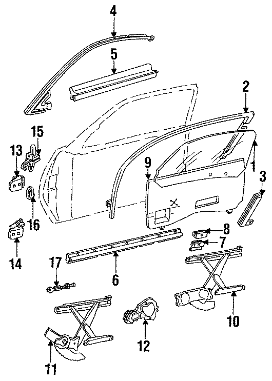 Diagram GLASS & HARDWARE. for your 2022 Chevrolet Spark  LT Hatchback 