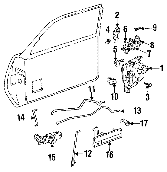 Diagram FRONT DOOR. LOCK & HARDWARE. for your 2021 Cadillac XT4   