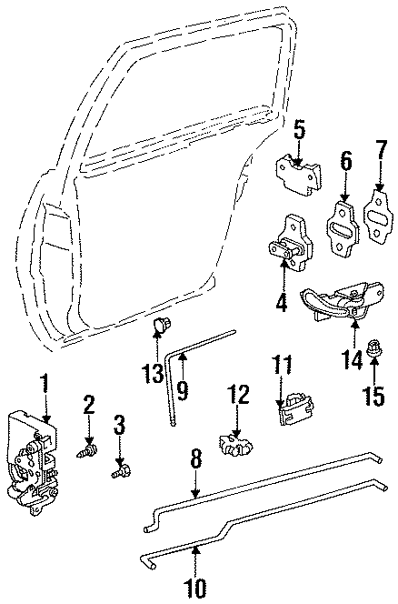 Diagram REAR DOOR. LOCK & HARDWARE. for your 2014 Chevrolet Spark 1.2L Ecotec CVT LT Hatchback 