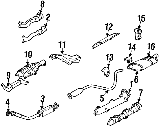 Diagram EXHAUST SYSTEM. EXHAUST COMPONENTS. for your 2024 Chevrolet Camaro  ZL1 Convertible 