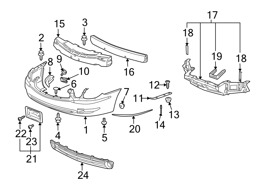 Diagram FRONT BUMPER. BUMPER & COMPONENTS. for your 2016 Chevrolet Spark 1.4L Ecotec CVT LS Hatchback 