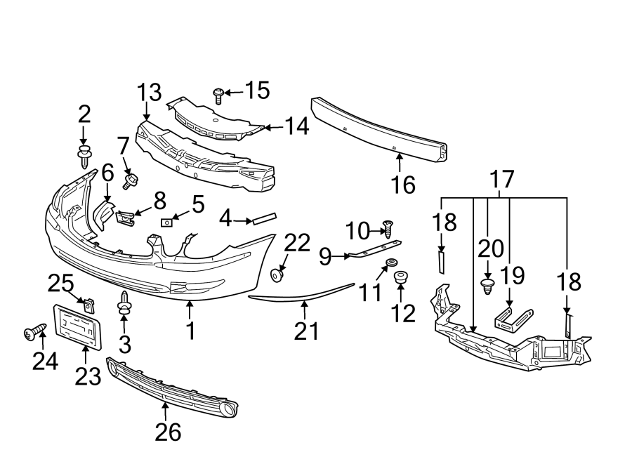 Diagram FRONT BUMPER. BUMPER & COMPONENTS. for your 2013 Chevrolet Silverado 2500 HD WT Standard Cab Pickup Fleetside  