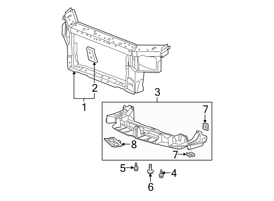 Diagram RADIATOR SUPPORT. for your 2017 Cadillac ATS   