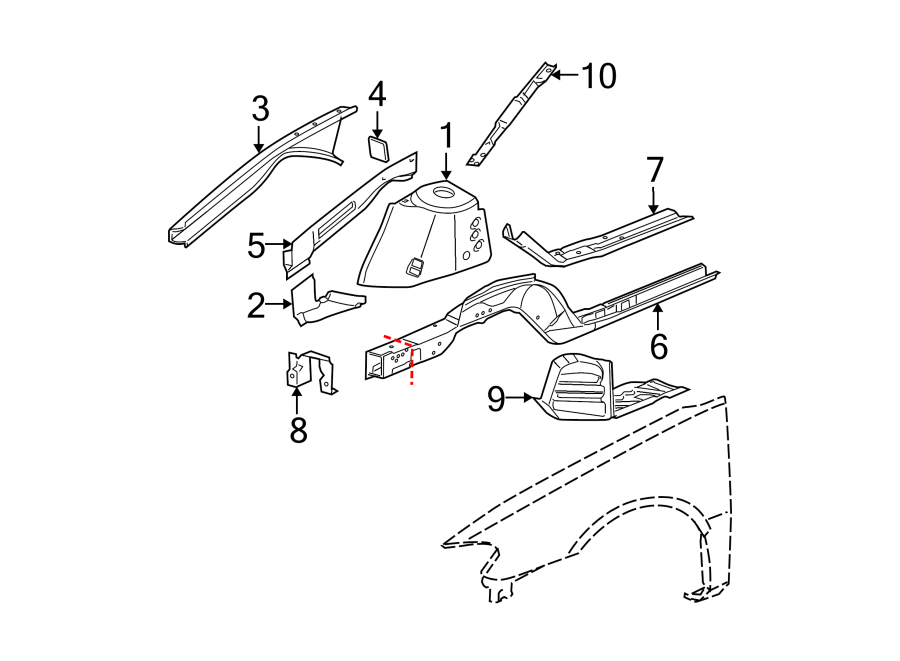 Diagram FENDER. STRUCTURAL COMPONENTS & RAILS. for your 2015 GMC Sierra 2500 HD 6.6L Duramax V8 DIESEL A/T 4WD SLE Standard Cab Pickup Fleetside 