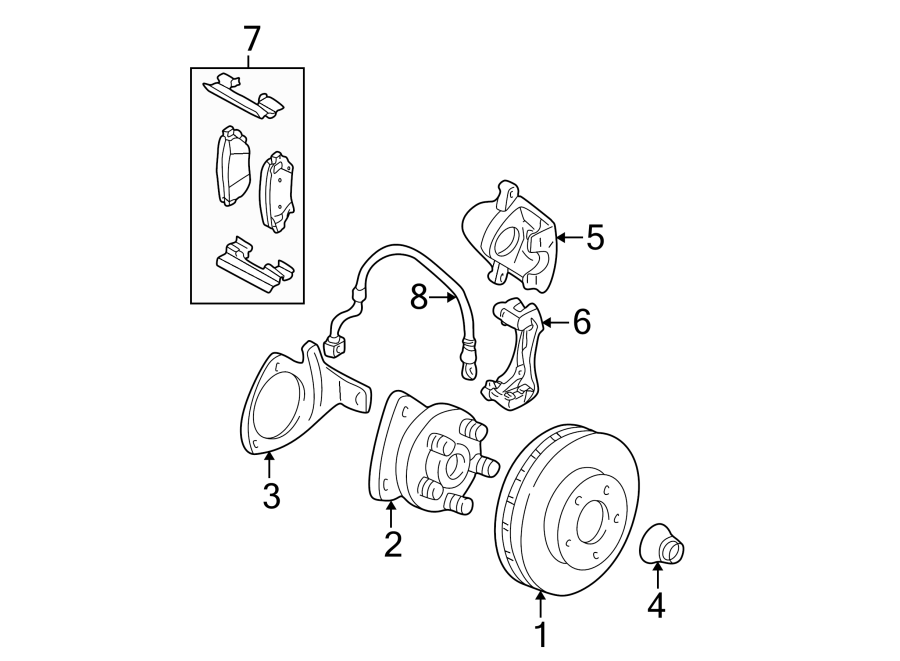 Diagram FRONT SUSPENSION. BRAKE COMPONENTS. for your 2019 Cadillac XT4   