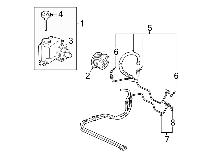 Diagram STEERING GEAR & LINKAGE. PUMP & HOSES. for your 2005 Chevrolet Silverado 1500 Hybrid Extended Cab Pickup Fleetside  