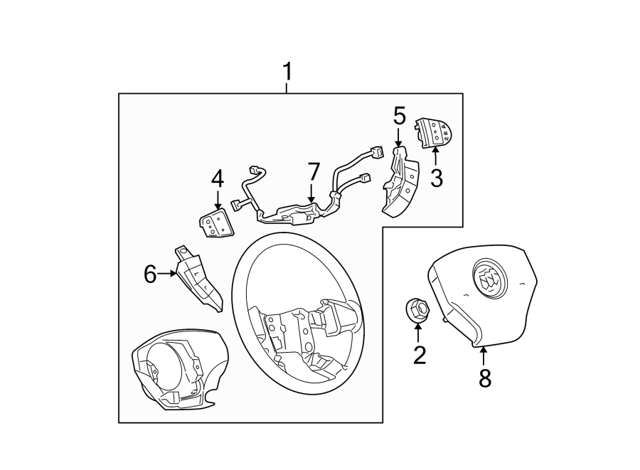 Diagram STEERING WHEEL & TRIM. for your 2010 Chevrolet Silverado   