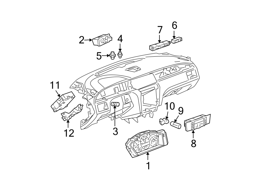 INSTRUMENT PANEL. CLUSTER & SWITCHES. Diagram