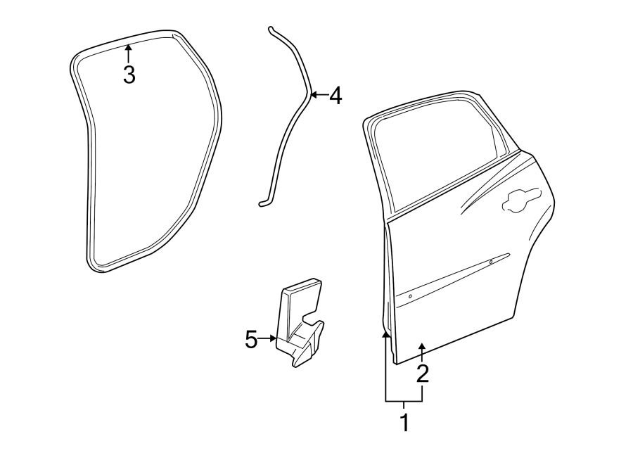 Diagram REAR DOOR. DOOR & COMPONENTS. for your 2023 Buick Enclave    