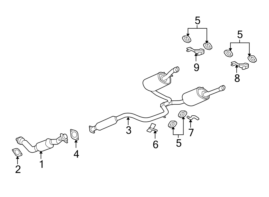 Diagram EXHAUST SYSTEM. EXHAUST COMPONENTS. for your 2023 Chevrolet Camaro  LT1 Coupe 