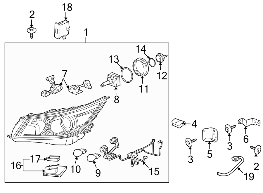 Diagram Front lamps. Headlamp components. for your 2012 Chevrolet Express 2500   