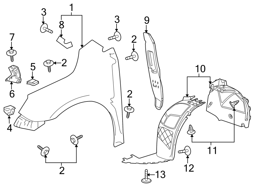 Diagram FENDER & COMPONENTS. for your 2021 Chevrolet Colorado   