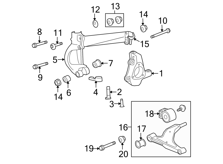 Diagram FRONT SUSPENSION. SUSPENSION COMPONENTS. for your 2019 GMC Sierra 2500 HD 6.0L Vortec V8 CNG A/T 4WD SLT Extended Cab Pickup Fleetside 