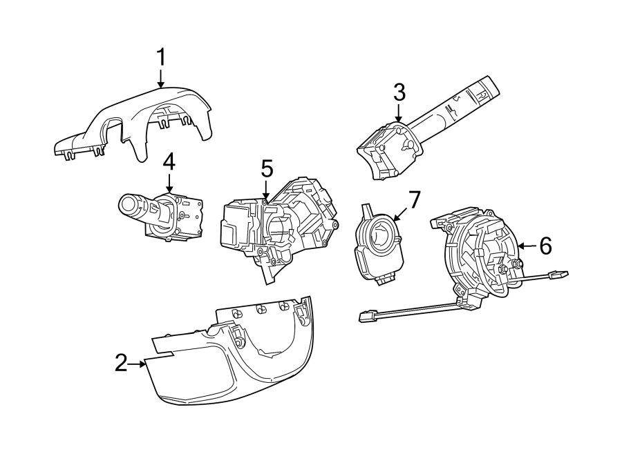 Diagram STEERING COLUMN. SHROUD. SWITCHES & LEVERS. for your 2017 Chevrolet Spark 1.4L Ecotec M/T LT Hatchback 