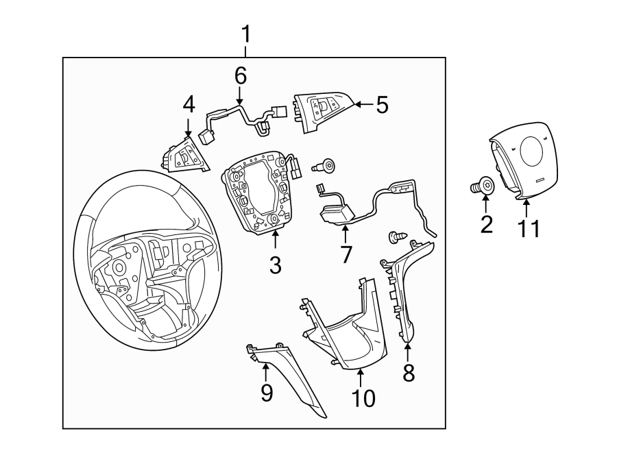 Diagram STEERING WHEEL & TRIM. for your 2021 Chevrolet Tahoe  Z71 Sport Utility  