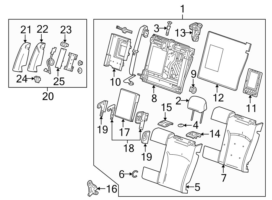 Diagram SEATS & TRACKS. REAR SEAT COMPONENTS. for your 2005 Chevrolet Monte Carlo   