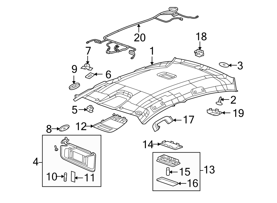 Buick LaCrosse Headliner. W/o sunroof, w/o park assist - 19328959 ...