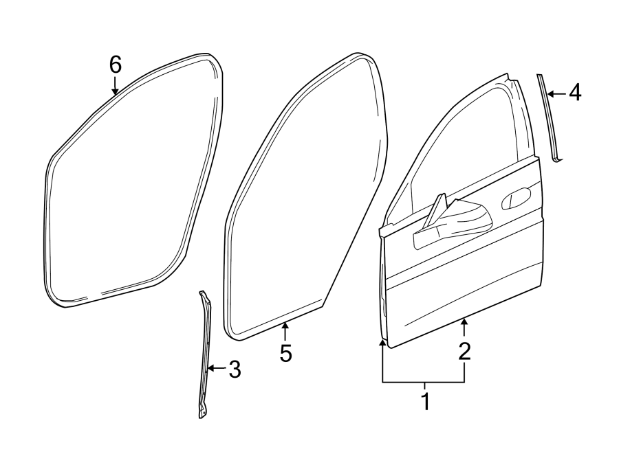 Diagram FRONT DOOR. DOOR & COMPONENTS. for your 2008 Buick Enclave    