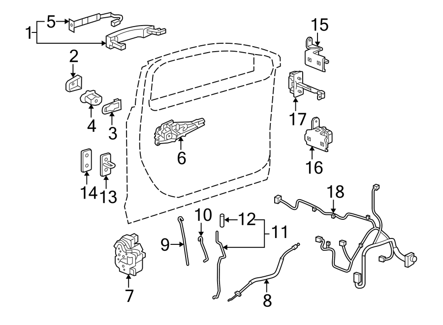 Diagram FRONT DOOR. LOCK & HARDWARE. for your 2005 Chevrolet Malibu   