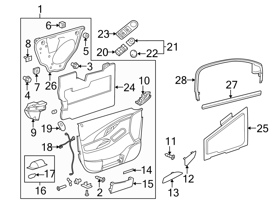 Diagram FRONT DOOR. INTERIOR TRIM. for your 2002 Buick Century   