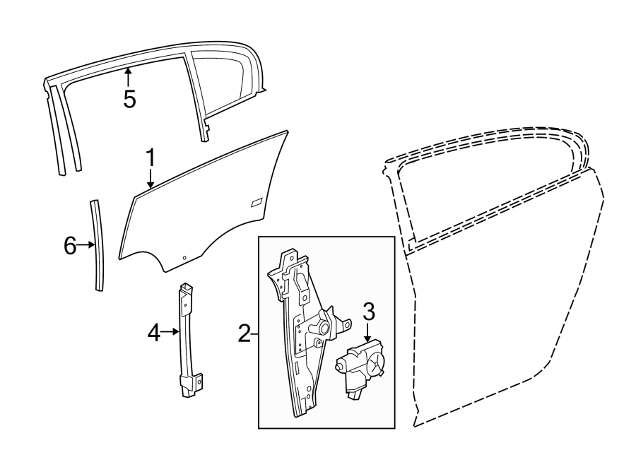 Diagram REAR DOOR. GLASS & HARDWARE. for your 2014 Chevrolet Spark  LT Hatchback 