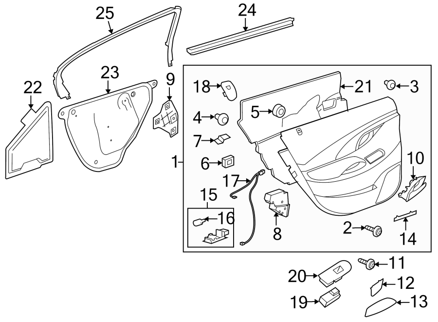 REAR DOOR. INTERIOR TRIM. Diagram