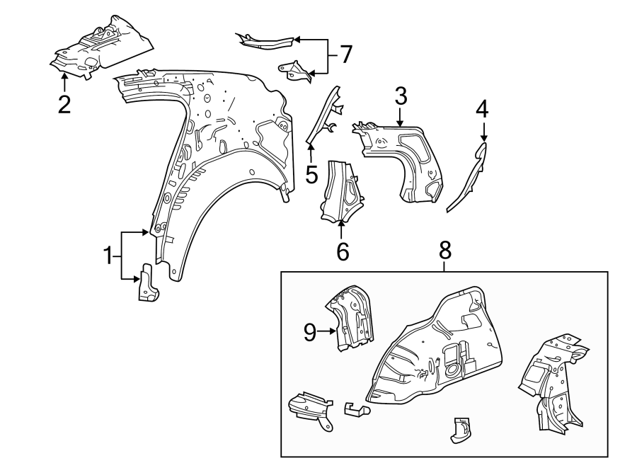 9QUARTER PANEL. INNER STRUCTURE.https://images.simplepart.com/images/parts/motor/fullsize/AH10545.png