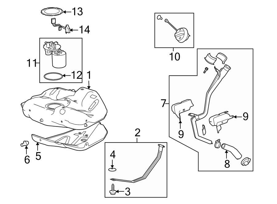 Diagram FUEL SYSTEM COMPONENTS. for your 2013 GMC Yukon   