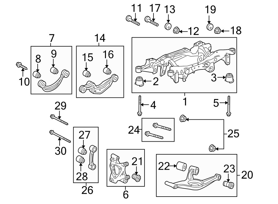 Diagram REAR SUSPENSION. SUSPENSION COMPONENTS. for your 2011 GMC Sierra 2500 HD 6.6L Duramax V8 DIESEL A/T 4WD SLT Crew Cab Pickup Fleetside 