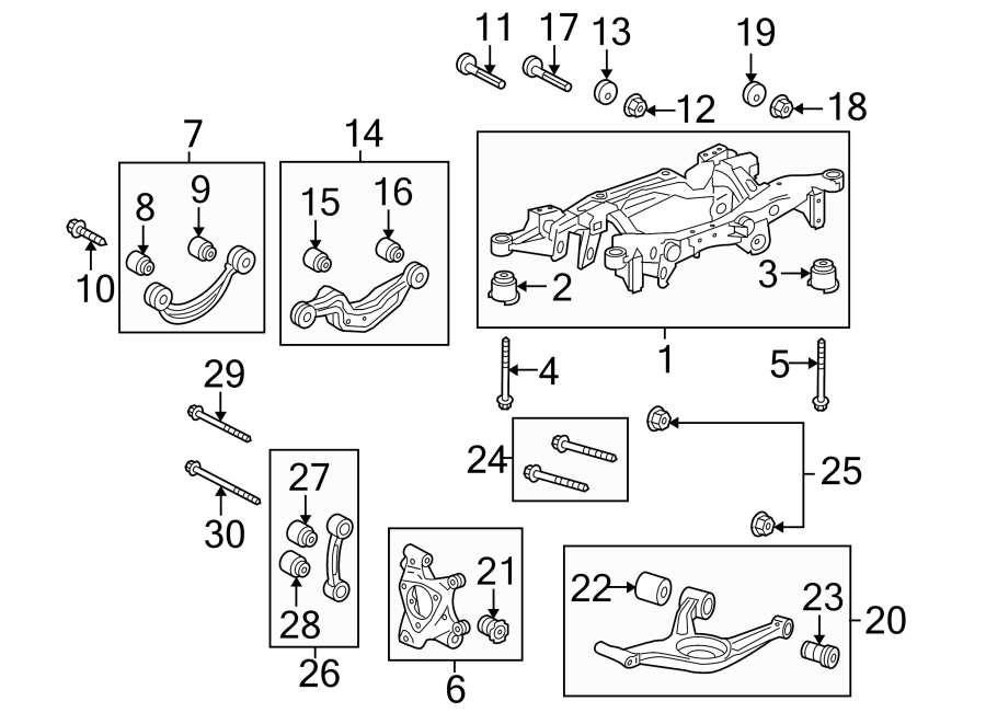 Diagram REAR SUSPENSION. SUSPENSION COMPONENTS. for your 2019 GMC Sierra 2500 HD  Denali Crew Cab Pickup Fleetside 