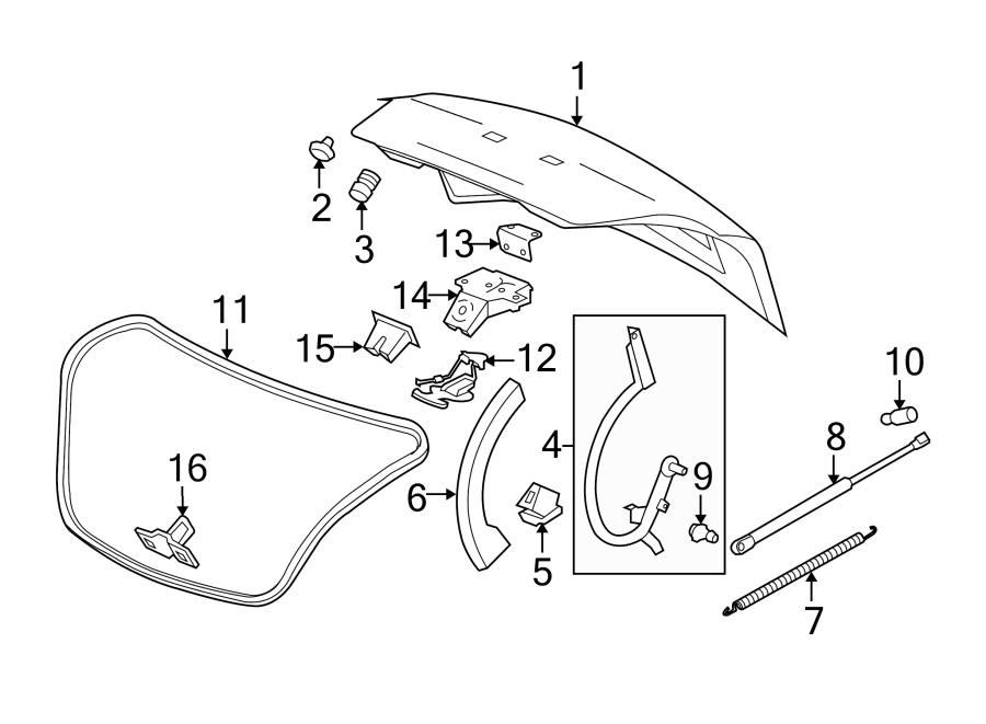 Diagram TRUNK LID. LID & COMPONENTS. for your 2020 Chevrolet Suburban    