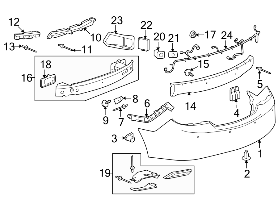 Diagram REAR BUMPER. BUMPER & COMPONENTS. for your 2021 Chevrolet Camaro  ZL1 Convertible 