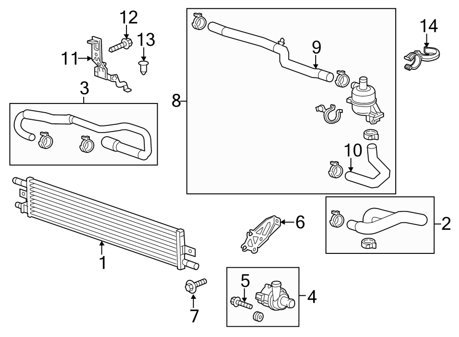 Diagram INVERTER COOLING COMPONENTS. for your 2019 GMC Sierra 2500 HD 6.0L Vortec V8 CNG A/T 4WD SLT Extended Cab Pickup Fleetside 