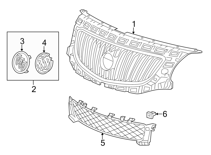 1FRONT BUMPER & GRILLE. GRILLE & COMPONENTS.https://images.simplepart.com/images/parts/motor/fullsize/AH11017.png