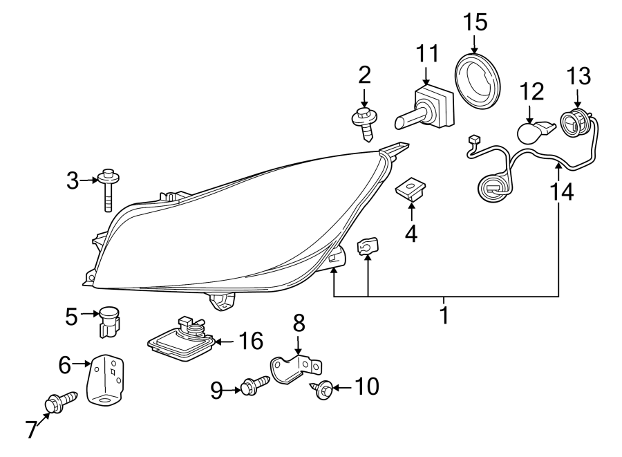 Diagram FRONT LAMPS. HEADLAMP COMPONENTS. for your 2008 Chevrolet Silverado   