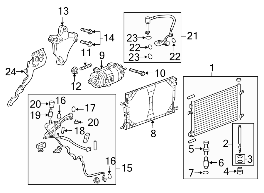 Diagram AIR CONDITIONER & HEATER. COMPRESSOR & LINES. CONDENSER. for your 2012 GMC Sierra 2500 HD  SLE Standard Cab Pickup 