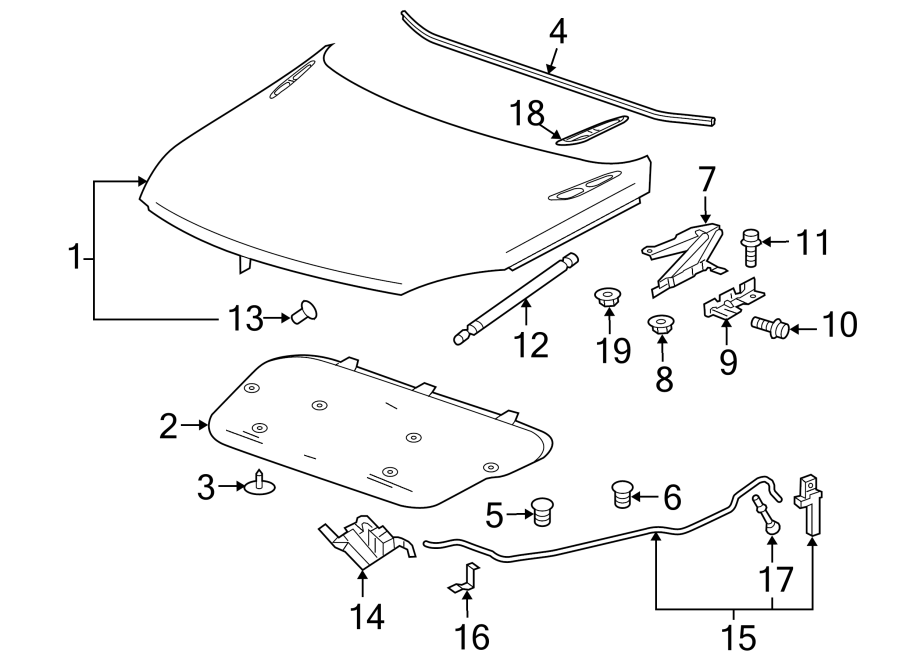 Diagram EXTERIOR TRIM. HOOD & COMPONENTS. for your 2015 Chevrolet Suburban    