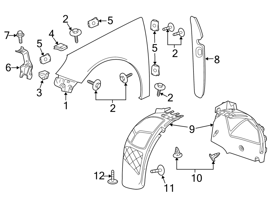 Diagram FENDER & COMPONENTS. for your 2011 Buick Enclave    