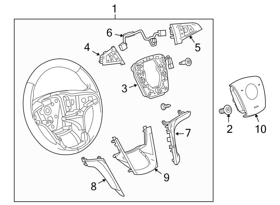 Diagram STEERING WHEEL & TRIM. for your 2021 Chevrolet Tahoe  Z71 Sport Utility  