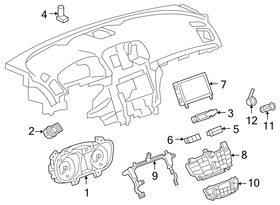 Diagram INSTRUMENT PANEL. CLUSTER & SWITCHES. for your 2020 Chevrolet Spark  ACTIV Hatchback 