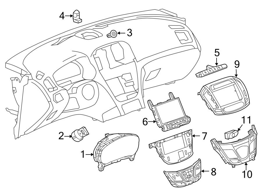 Diagram INSTRUMENT PANEL. CLUSTER & SWITCHES. for your 2017 Chevrolet Spark   