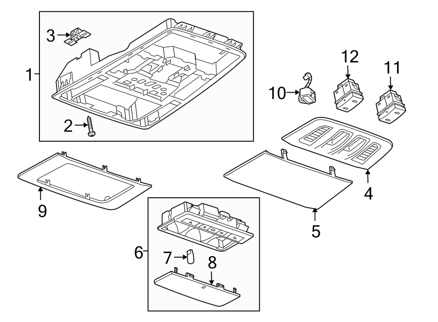 Diagram OVERHEAD CONSOLE. for your 2011 Chevrolet Express 2500 Base Extended Cargo Van 6.0L Vortec V8 FLEX A/T 