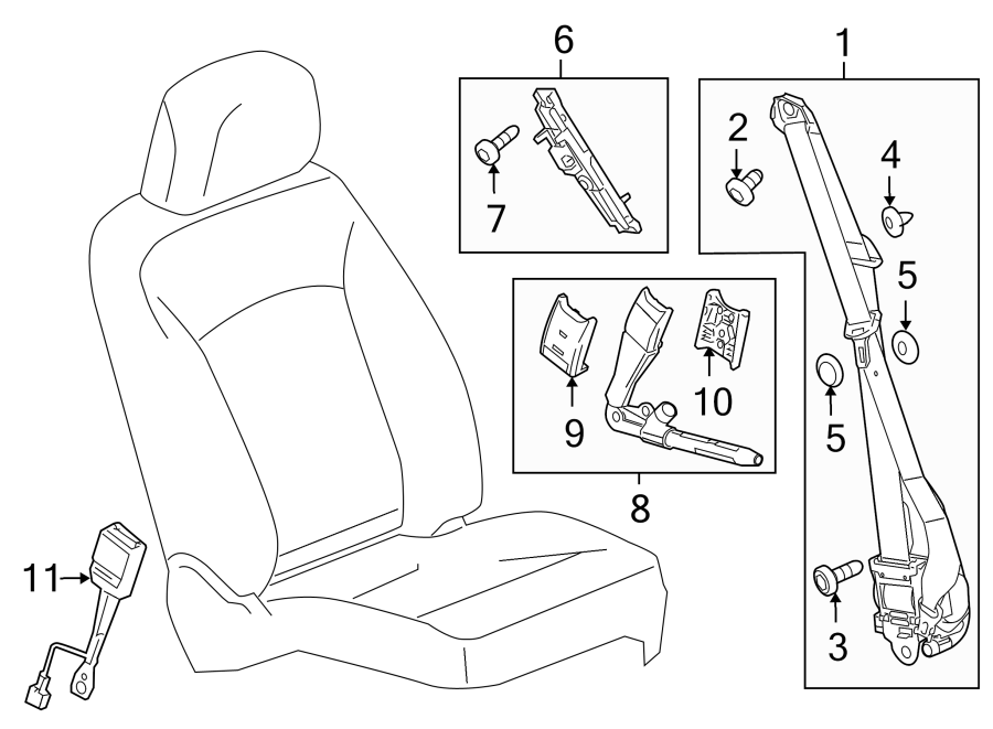 RESTRAINT SYSTEMS. FRONT SEAT BELTS. Diagram