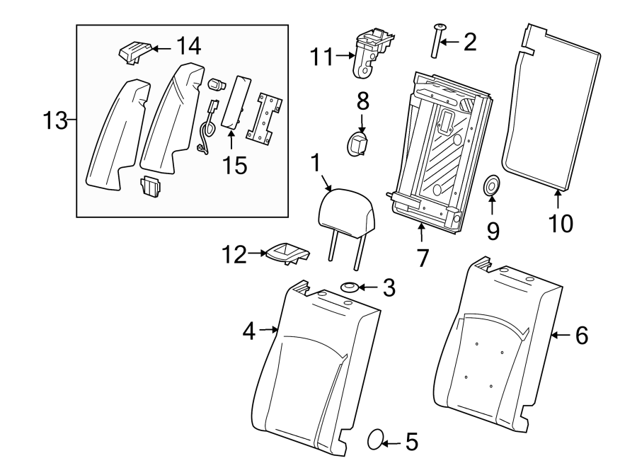 Diagram SEATS & TRACKS. REAR SEAT COMPONENTS. for your 2005 Chevrolet Monte Carlo   