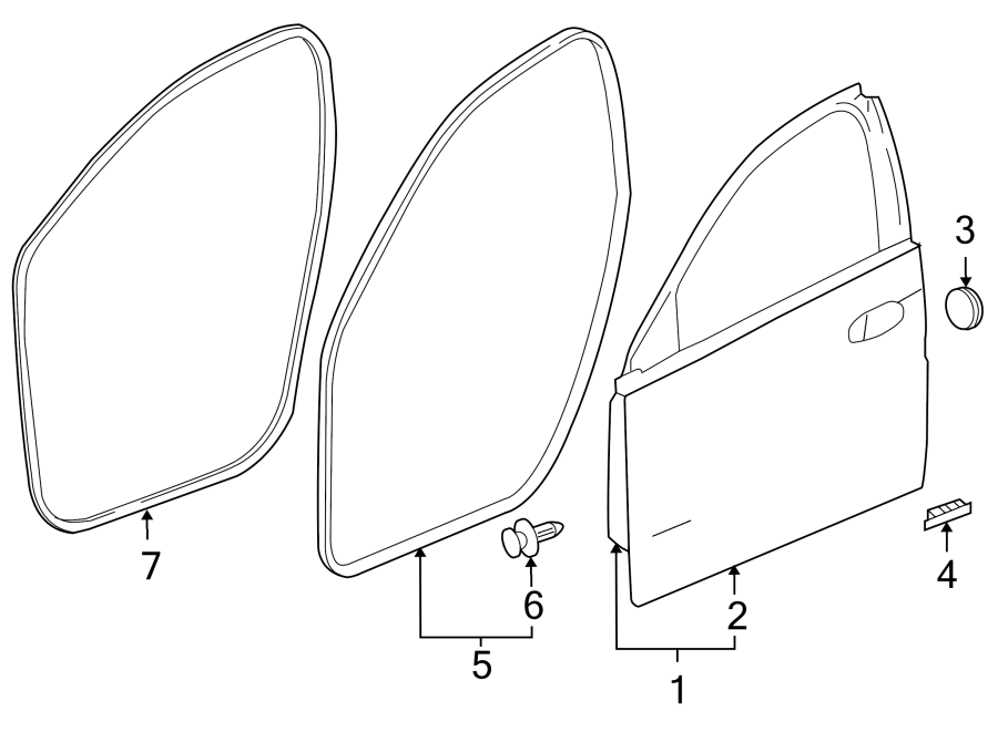 Diagram FRONT DOOR. DOOR & COMPONENTS. for your 2018 Buick Enclave    