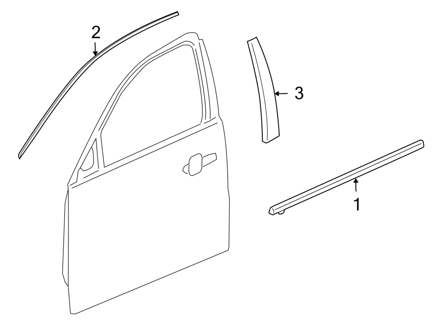 1FRONT DOOR. EXTERIOR TRIM.https://images.simplepart.com/images/parts/motor/fullsize/AH11515.png