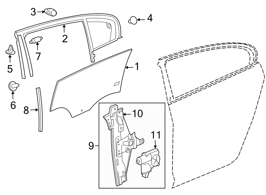 11REAR DOOR. GLASS & HARDWARE.https://images.simplepart.com/images/parts/motor/fullsize/AH11550.png